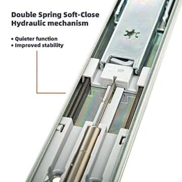 Decobasics Double Spring Soft Close Drawer Slides 22 inch (10 Set/Pair) Full Extension Ball Bearing 100 lbs Capacity Heavy Duty Drawer Slides and Glides for Kitchen Cabinets & Furnitures Easy Install