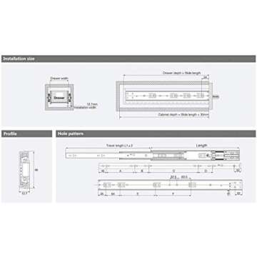 Decobasics Double Spring Soft Close Drawer Slides 22 inch (10 Set/Pair) Full Extension Ball Bearing 100 lbs Capacity Heavy Duty Drawer Slides and Glides for Kitchen Cabinets & Furnitures Easy Install