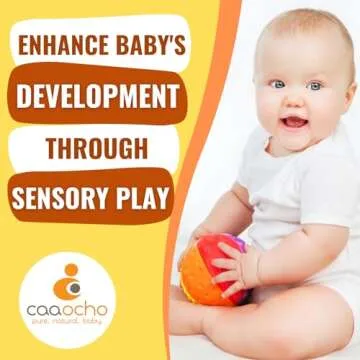 Pure Natural Rubber Sensory Ball Rainbow 4" - All Natural Sensory Toy, Promotes Sensory Development, Rainbow Colors, Perfect Bouncer, Gentle Squeaking, BPA Free, PVC Free, Food-grade paint