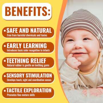 Pure Natural Rubber Sensory Ball Rainbow 4" - All Natural Sensory Toy, Promotes Sensory Development, Rainbow Colors, Perfect Bouncer, Gentle Squeaking, BPA Free, PVC Free, Food-grade paint