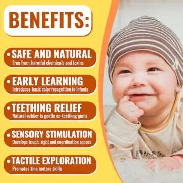 Pure Natural Rubber Sensory Ball Rainbow 4" - All Natural Sensory Toy, Promotes Sensory Development, Rainbow Colors, Perfect Bouncer, Gentle Squeaking, BPA Free, PVC Free, Food-grade paint