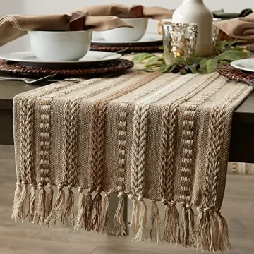 DII Farmhouse Braided Stripe Table Runner - 15x72