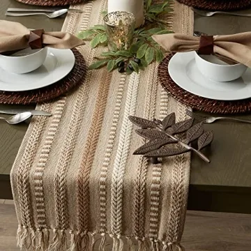 DII Farmhouse Braided Stripe Table Runner - 15x72