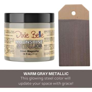 Dixie Belle Moonshine Metallics | Steel Magnolia (16oz) | Water-Based Shiny Chalk Mineral Paint | Me...