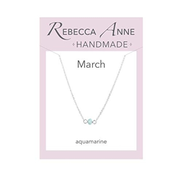 Rebecca Anne Handmade Jewelry Sterling Silver Choker Necklace with Aquamarine Gemstone for Women and...