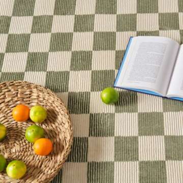 Revival Rugs Gambit 8'x10’ Checkered Rug - Eco-Friendly, Soft & Washable