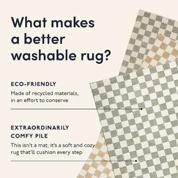 Gambit 8'x10' Washable Checkered Area Rug for Living Spaces