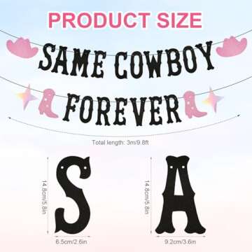 Same Cowboy Forever Banner for Western Cowgirl, 9.8ft Long Last Rodeo Hoedown Banner Paper Card Cowb...