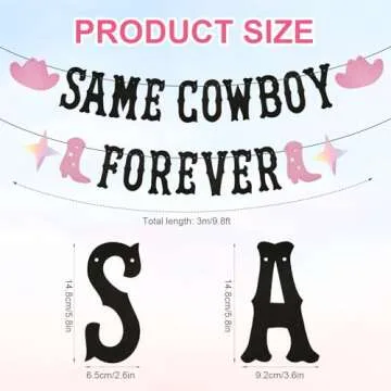 Same Cowboy Forever Banner for Western Cowgirl, 9.8ft Long Last Rodeo Hoedown Banner Paper Card Cowb...