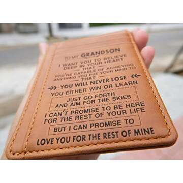 Engraved Leather Front Pocket Wallet Minimalist Slim Credit Card Holder for Men.-Brown