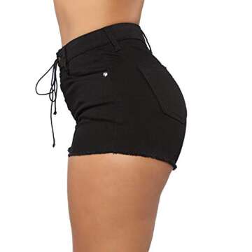 Trendy Tulucky Women's Front Straps Short Jeans for Parties