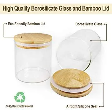 EcoEvo Glass Jars with Bamboo Lids (40oz in 3 Pack), Glass Food Jars and Canisters Sets, Glass Food Storage Jars with Airtight Lids, Large Glass Canisters with lids, Glass Pantry Jars