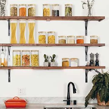 EcoEvo Glass Jars with Bamboo Lids (40oz in 3 Pack), Glass Food Jars and Canisters Sets, Glass Food Storage Jars with Airtight Lids, Large Glass Canisters with lids, Glass Pantry Jars