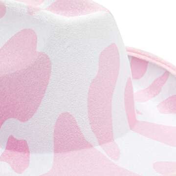 Zodaca Cowboy Hat for Women, Men - Light Pink Cowgirl Hat with Cow Print Design for Birthday Party, Costume (Adult Size)