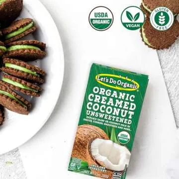 Let's Do Organic Unsweetened Creamed Coconut - Organic Coconut Cream, Vegan Heavy Cream, Unsweetened Coconut Cream, Coconut Milk - 7 Ounce (Pack of 6)