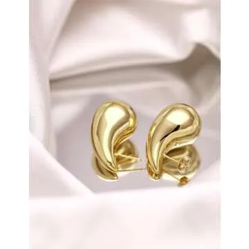 Teardrop Earrings Dupes for Women, Chunky Gold Hoop Earrings, Lightweight Hypoallergenic 14k Gold Plated, Gift Designer Dupes Jewelry