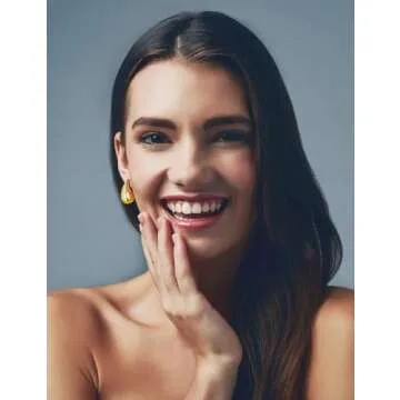 Teardrop Earrings Dupes for Women, Chunky Gold Hoop Earrings, Lightweight Hypoallergenic 14k Gold Plated, Gift Designer Dupes Jewelry