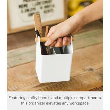 Yamazaki Home Tosca Desk Organizer - Stylish Stationery Holder for Office & School Supplies