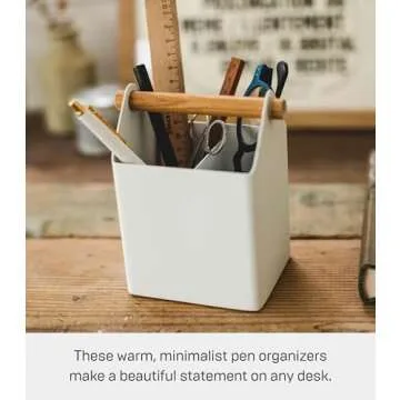 Yamazaki Home Tosca Desk Organizer – Elegant Steel & Wood Design