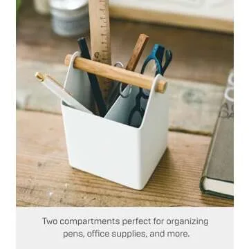 Yamazaki Home Tosca Desk Organizer – Elegant Steel & Wood Design