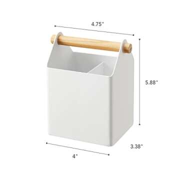 Yamazaki Home Tosca Desk Organizer – Elegant Steel & Wood Design