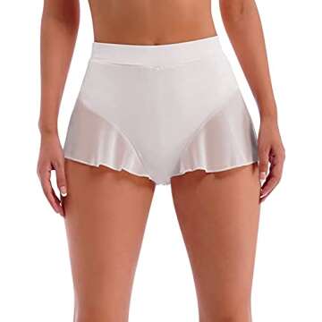 Rave Bottoms for Women - Festival Cute High Waisted Bikini Shorts Sheer Mesh Ruffle Dance Skirt Club...
