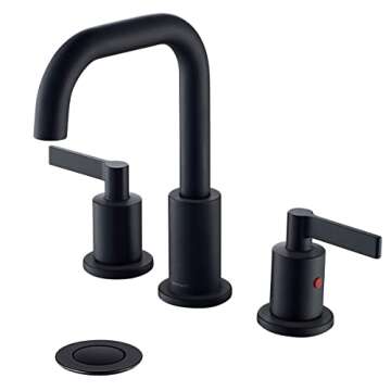 TimeArrow TAF288S-MT Two Handle 8 inch Widespread Bathroom Sink Faucet with Pop-Up Drain, Matte Black