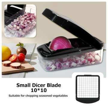 KITIDEA Vegetable Chopper, Food Chopper, Onion Chopper, Veggie Chopper, Dicer chopper, Potato Cutter with Container, Onion Dicer & Veggie Cutter Chopper (Black)