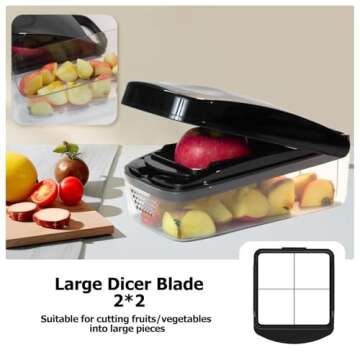 KITIDEA Vegetable Chopper, Food Chopper, Onion Chopper, Veggie Chopper, Dicer chopper, Potato Cutter with Container, Onion Dicer & Veggie Cutter Chopper (Black)