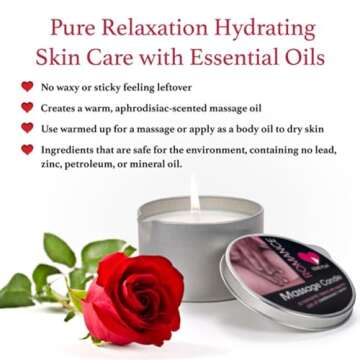 LOVE PLAY Massage Oil Candle for Home SPA - Vegan Moisturizing Body Oil Candle for Pure Relaxation - Hydrating Skin Care Massage Oils with Essential Oils (6.76oz)