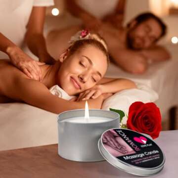LOVE PLAY Massage Oil Candle for Home SPA - Vegan Moisturizing Body Oil Candle for Pure Relaxation - Hydrating Skin Care Massage Oils with Essential Oils (6.76oz)