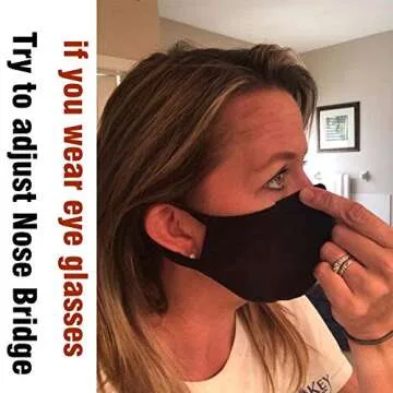 Cotton Cute Mouth Face Mouth Cover- Reusable Cotton Comfy Breathable Outdoor Fashion Face Protections Man and Woman Black 2 Pack