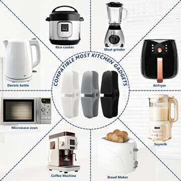 4pcs Cord Organizer for Appliance, 3 Colors Appliance Cord Organizer Stick On, Cord Keeper Cord Wrapper Cord Holder Cord Winder for Appliances Air Fryer, Coffee Maker, Blender, Pressure Cooker Toaster