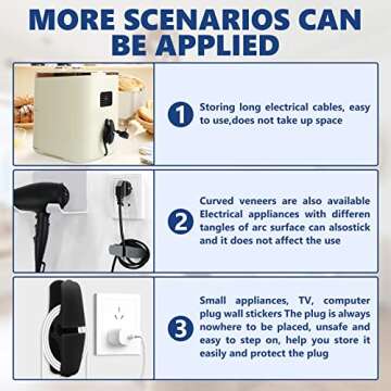 4pcs Cord Organizer for Appliance, 3 Colors Appliance Cord Organizer Stick On, Cord Keeper Cord Wrapper Cord Holder Cord Winder for Appliances Air Fryer, Coffee Maker, Blender, Pressure Cooker Toaster