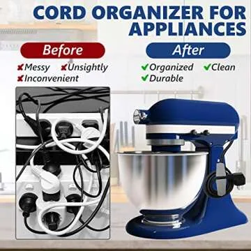 4pcs Cord Organizer for Appliance, 3 Colors Appliance Cord Organizer Stick On, Cord Keeper Cord Wrapper Cord Holder Cord Winder for Appliances Air Fryer, Coffee Maker, Blender, Pressure Cooker Toaster