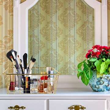 Beimu Wire Baskets for Storage Pantry, 4 Pack, 11 x 8.7 x 4.7 in, Golden Metal