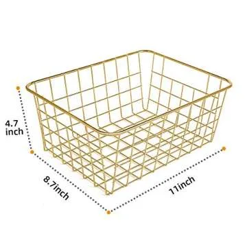 Beimu Wire Baskets for Storage Pantry, 4 Pack, 11 x 8.7 x 4.7 in, Golden Metal