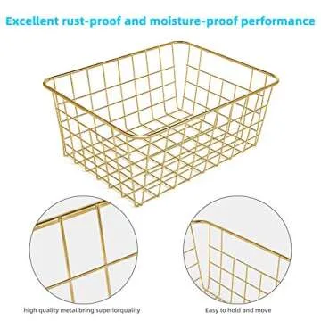 Beimu Wire Baskets for Storage Pantry, 4 Pack, 11 x 8.7 x 4.7 in, Golden Metal