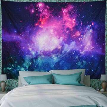 Amtoodopin Galaxy Tapestry Purple Starry Night Tapestry 3D Cosmic Space Tapestry Mystic Stars Tapest...