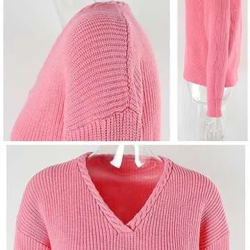 Stylish Yazinie Women's Fall Sweater V-Neck Pullover