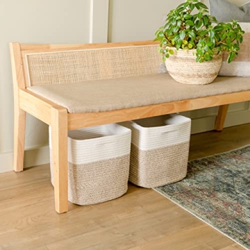 NaturalCozy Storage Cubes 11 Inch Cotton Rope Woven Baskets for Organizing, 3-Pack | Cube Bin Square Shelves Organizer, Classroom, Kids Toy Bins, Closet, Baby Nursery