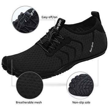 Racqua Water Shoes Quick Dry Barefoot Beach Aqua Sport Swim Surf Pool Hiking Diving Walking for Men Women Black 9 W/8 M
