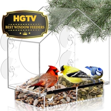 Clear Bird Feeders for Window Viewing - Window Bird House with Suction Cups, Window Bird Feeder - Bi...