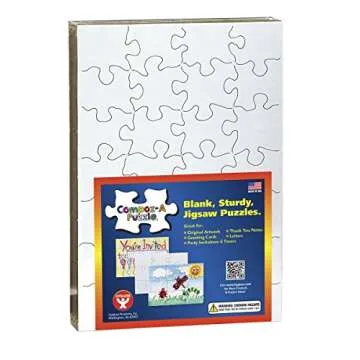 8 Blank Jigsaw Puzzles with Envelopes – 5.5 x 8 Inch, 28 Pieces Each – DYI Party invites, Perfect for Decorating, Kids' Activities, Arts & Crafts or Party Favors