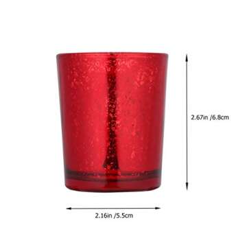 2Pcs Red Glass Tea Light Holders, Votive Candle Holders Glass Tealight Holder Candle Cups Table Cent...
