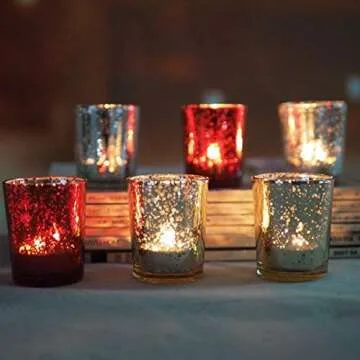 2Pcs Red Glass Tea Light Holders, Votive Candle Holders Glass Tealight Holder Candle Cups Table Centerpieces for Weddings Party Home Decorations