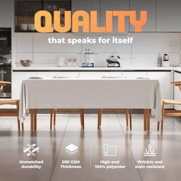 Elegant White Table Cloths for 8ft Rectangle Tables - 2-Pack