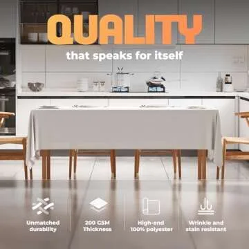 Elegant White Table Cloths for 8ft Rectangle Tables - 2-Pack