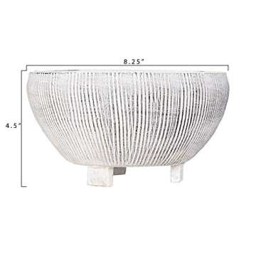 Small Distressed Cream Footed Terracotta Planter with Fluted Texture