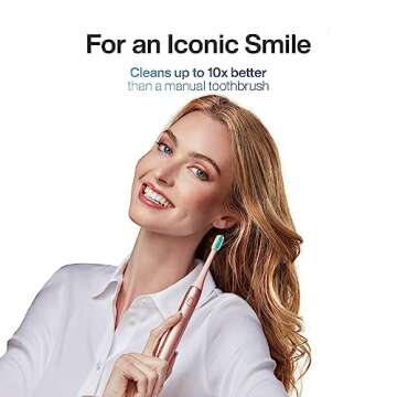 Aquasonic Icon ADA-Accepted Rechargeable Toothbrush | Magnetic Holder & Slim Travel Case | 2 Brushing Modes & Smart Timers | Gentle Micro-Vibrations (Blush)
